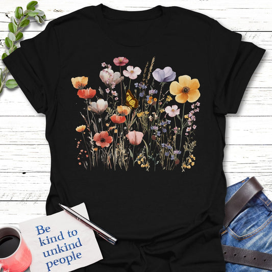 T-Shirt Black / S Wildflower Kiss T-Shirt Echo Kindness Printify