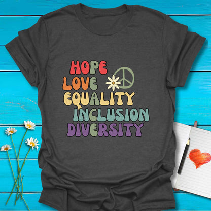 T-Shirt Dark Heather Grey / S Words of Peace T-Shirt Echo Kindness Printify