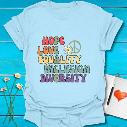 T-Shirt Light Blue / S Words of Peace T-Shirt Echo Kindness Printify