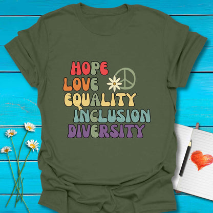 T-Shirt Military Green / S Words of Peace T-Shirt Echo Kindness Printify