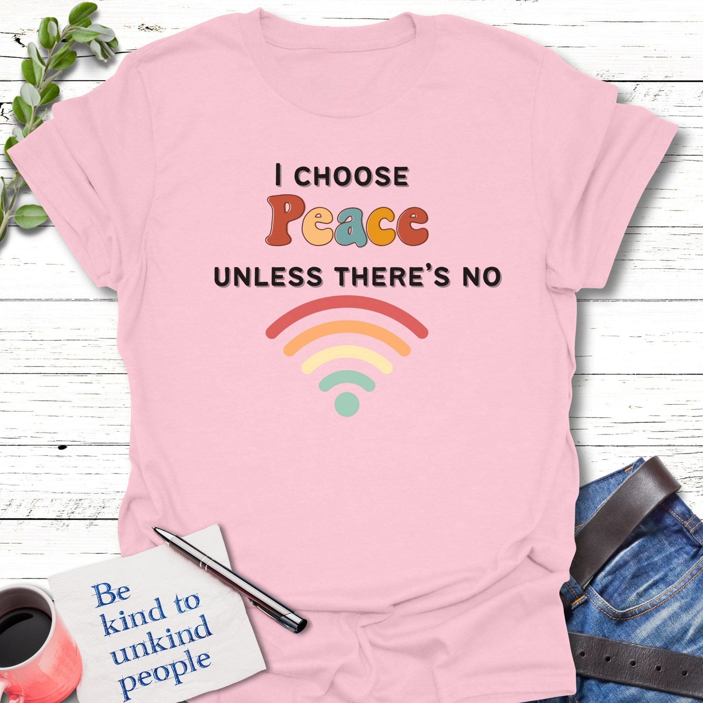 T-Shirt Light Pink / S Zen with a Signal T-Shirt Echo Kindness Printify